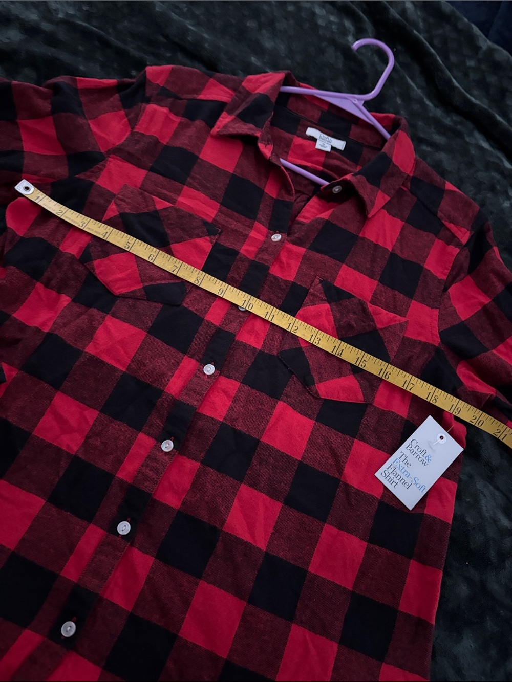croft & barrow “NEW” Red and Black Buffalo Plaid Button-Down Shirt Sz M - Picture 6 of 7